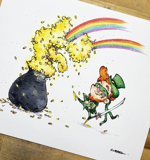 Original Art (8x10) - Ninja Leprechaun