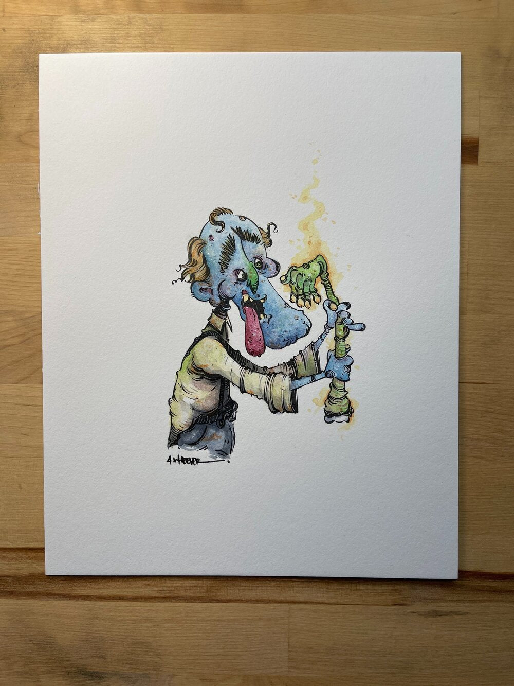 Original Art (8x10) - Georgie The Hungry Zombie