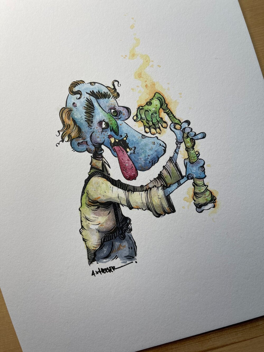 Original Art (8x10) - Georgie The Hungry Zombie