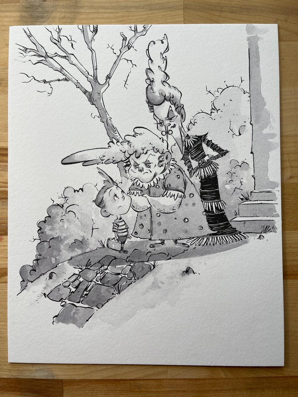 Original Art (8x10) - Jakob and the Oversized Peach Sample 2