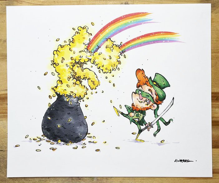 Original Art (8x10) - Ninja Leprechaun