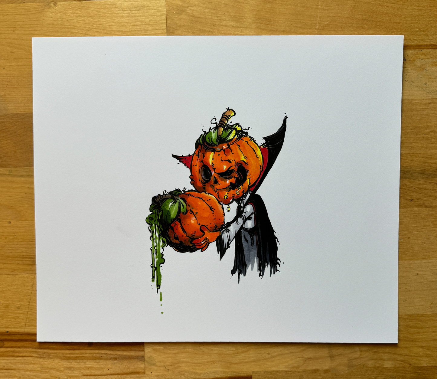 Original Art - Pumpkin Blood Sucker Vampire