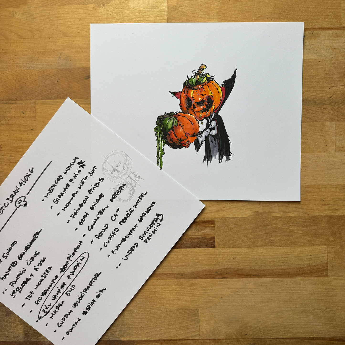 Original Art - Pumpkin Blood Sucker Vampire