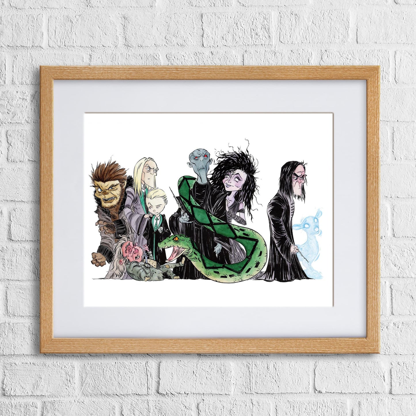 Fine-art print “Demise Devourers” by Anthony Wheeler — dark fantasy illustration of monstrous devourers surrounding a silhouette figure, vivid marker art.