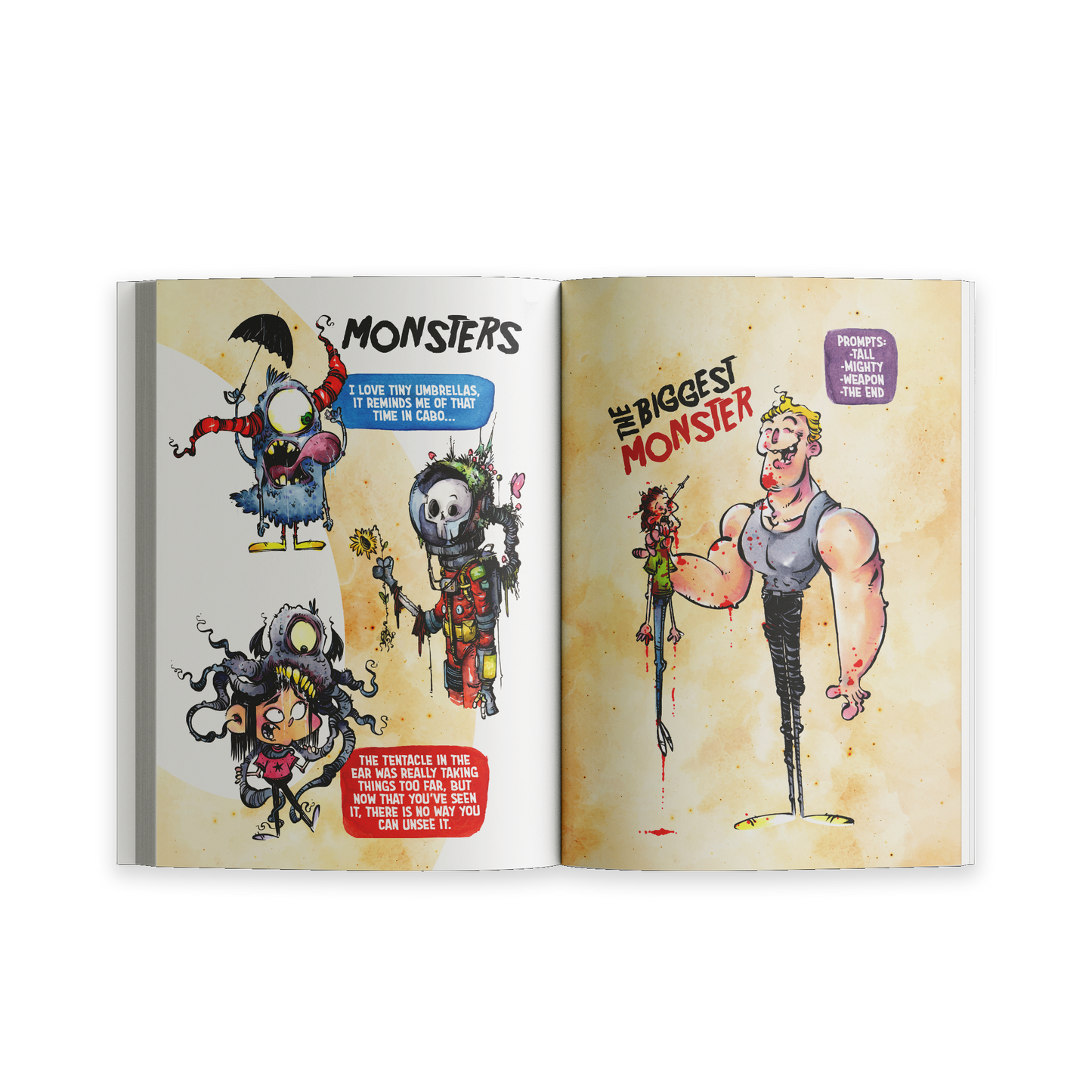 Spread from “Unusual Subjects Vol. 2” highlighting stylish skeleton characters under the title “Skelies.”