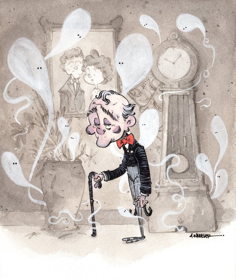 Colorful children’s book illustration “Oooh You” with wide-eyed character pointing at the viewer amidst floating shapes and playful patterns.