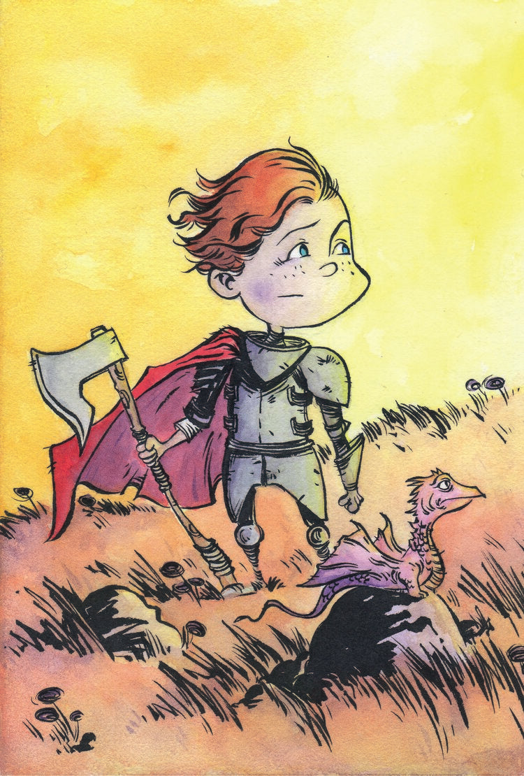 Children’s book illustration “Oliver and Eugenia” by Anthony Wheeler — two young friends sharing a heartfelt moment under a lamppost glow.