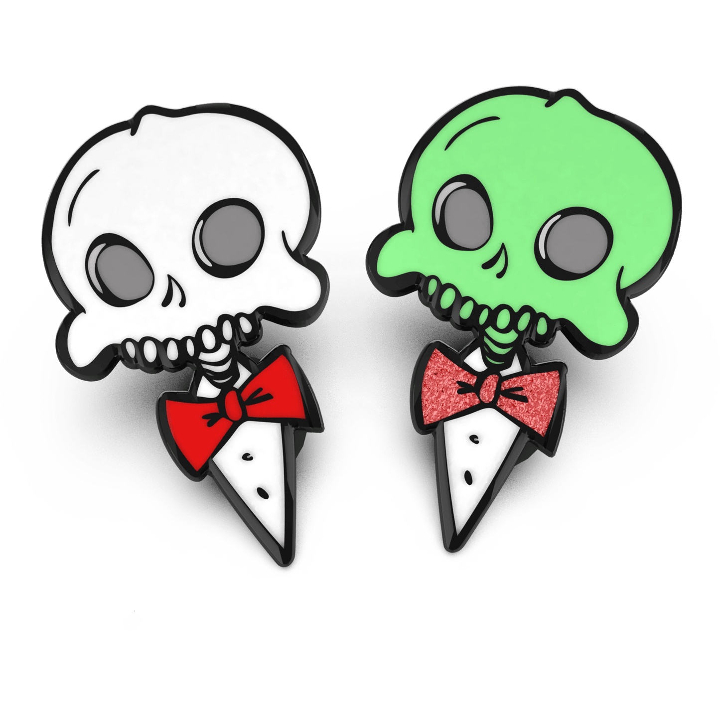 Hard enamel pin featuring the character “Wally” in a glowing design and classic design, with vivid lime-green highlights and a dark outline on a transparent background.