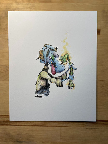 Original Art (8x10) - Georgie The Hungry Zombie