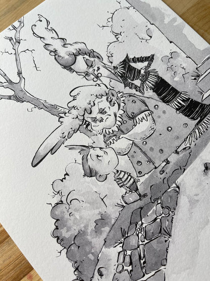 Original Art (8x10) - Jakob and the Oversized Peach Sample 2