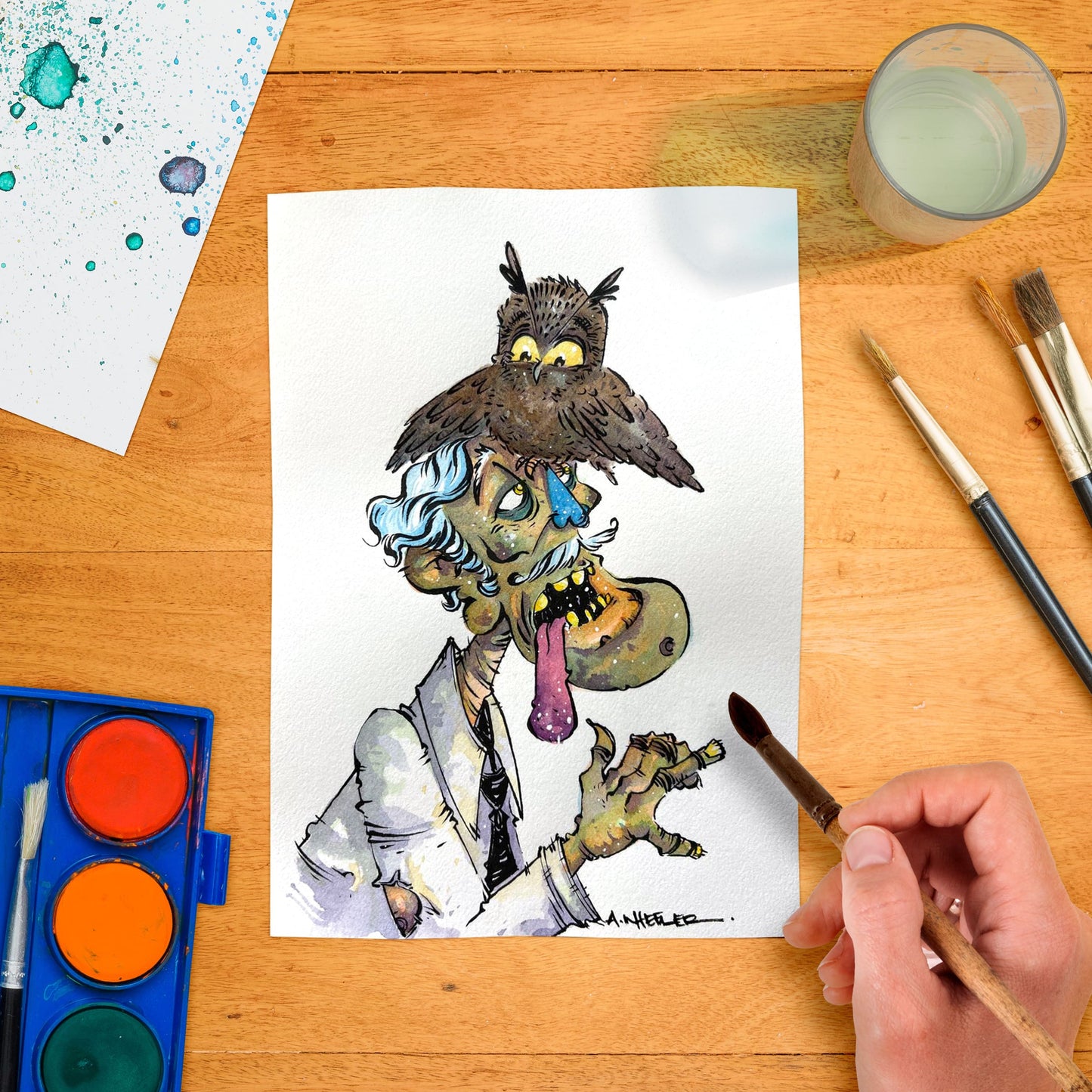 Original art “Marvin” by Anthony Wheeler — stylised character illustration of Marvin on paper, marker and ink, bold linework and dynamic pose.