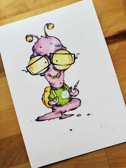 Original Art (5x7) - Nerdy Slime Creature