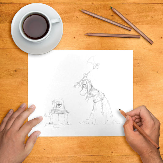 Original art “The Executioner” by Anthony Wheeler — dramatic marker & ink illustration of executioner character in dark tones.