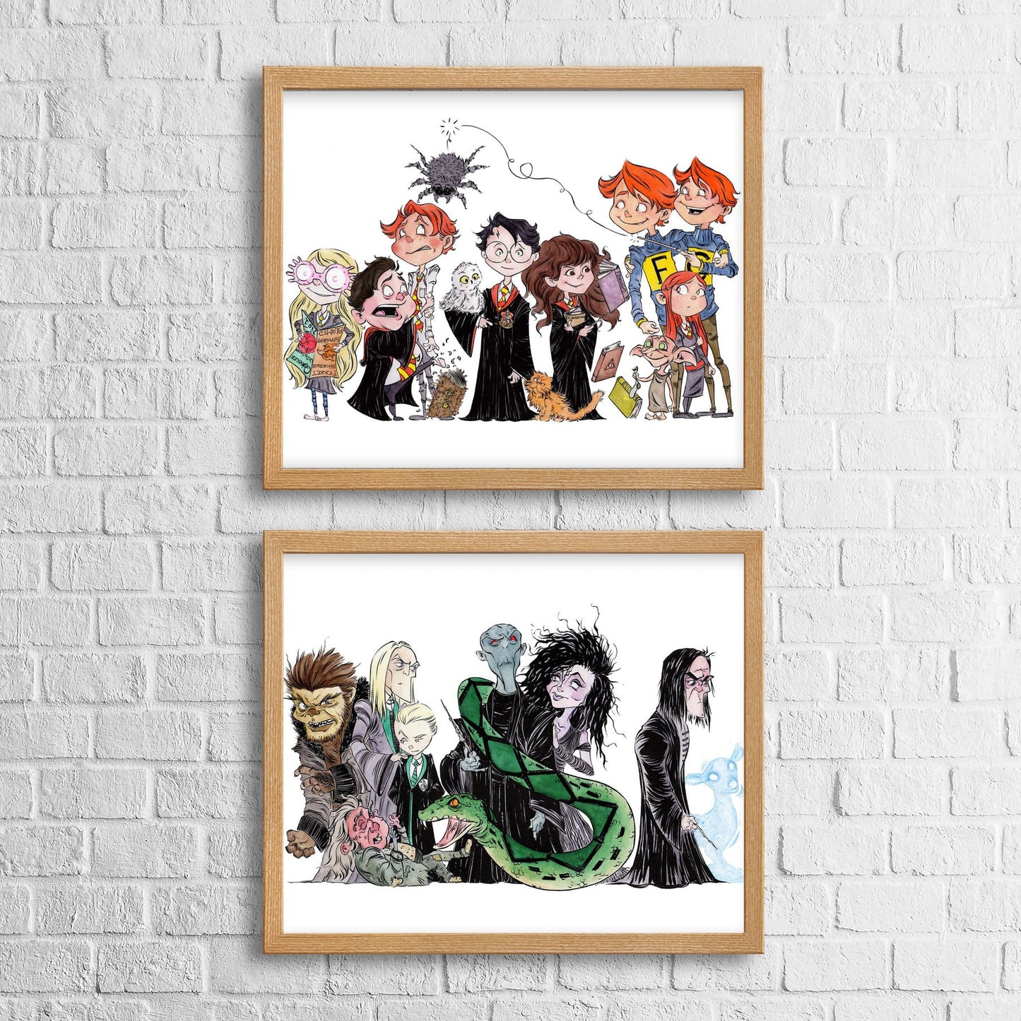 A collection of illustrated characters related to fantasy or magical themes, including a wizard, a vampire, a werewolf, and various other fantasy figures.
