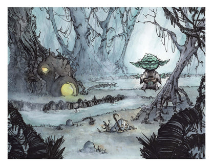 Fine-art print “Golden Trio (Full)” by Anthony Wheeler — full scale illustration of three golden-toned characters in stylised composition.