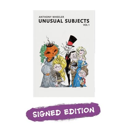 Front cover of Unusual Subjects Vol. 1 by Anthony Wheeler featuring a group of colorful illustrated characters.