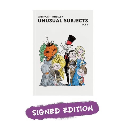 Front cover of Unusual Subjects Vol. 1 by Anthony Wheeler featuring a group of colorful illustrated characters.