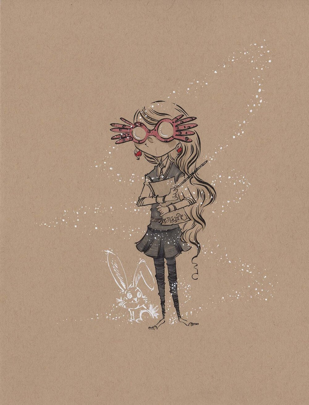 Illustration of Luna Lovegood wearing colorful spectrespecs glasses, rendered in bright stylized tones by Anthony Wheeler.