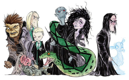 Fine-art print ‘Demise Devourers’ by Anthony Wheeler — dark fantasy scene of monstrous figures gathering around a lone silhouette in dramatic lighting.