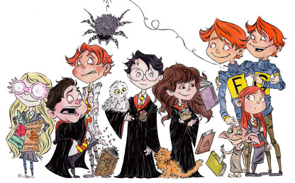 Fine-art print ‘Wise Morfar’s Army’ by Anthony Wheeler — stylised montage of grandfather-figures in military posture at wizarding academy.